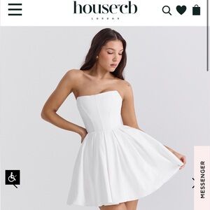 House of CB Emmanuela White Strapless Pleated Mini Dress